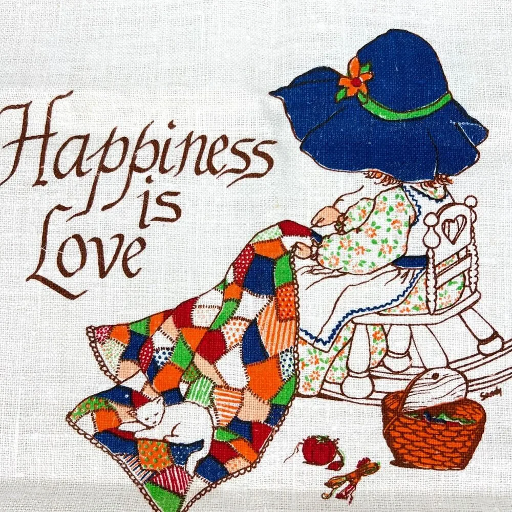 Vintage Linen Wall Calendar 1979 Girl Quilting Theme TV Movie Props